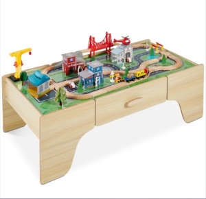 35-Piece Train Table, Large Multipurpose Playset w/ Reversible Table Top