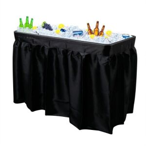  4-Foot Folding Party Ice Table with Skirt, Black 