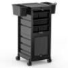 OmySalon Rolling Salon Trolley Cart w/Wheels & 2 Lockable Doors, 4 Drawers, 2 Buckets, 1 Dryer Holder