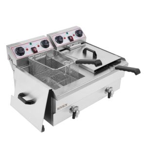 ROVSUN 24.9QT 110V 3400W Double Tank Electric Deep Fryer with Timer & Oil Drain