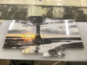 Lighthouse Canvas Wall Art, 4 Panels