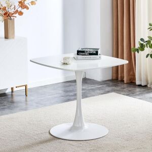 ATSNOW 31.5 in White Square Pedestal Tulip Dining Table