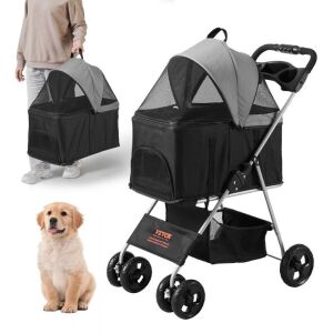 VEVOR 4 Wheel Pet Stroller with Detachable Carrier, Brakes, 35lbs Weight Capacity