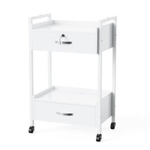 OmySalon Salon Trolley Cart with Wheels, 2 Drawers & 2 Trays