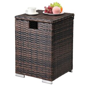  15 in Rattan Propane Storage Side Table