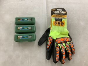 Lot of (3) USB Mini Flashlight & (1) Pair Firm Grip Cut Resistant Gloves 