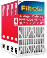 Filtrete 16x25x4 Air Filter, MPR 1000, MERV 11, Allergen Defense 12-Month Deep Pleated 4-Inch Air Filters, 4 Filters