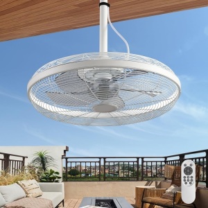 Outdoor Ceiling Fans with Lights, 20'' Gazebo Fan, Plug in Ceiling Fan for Patios, Pergola, Ceiling Fan with Remote Control, Hanging with Hook,White