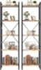 Narrow Bookshelf, 5-Tier Ladder Bookshelf, Tall Bookshelf with Open Shelves, Industrial Standing Bookshelf for Bedroom, Living Room and Home Office(Rustic Brown,2PCS)