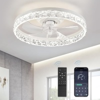 LEDIARY 20" Modern Ceiling Fans with Lights and Remote, Dimmable Low Profile Ceiling Fan, Flush Mount Ceiling Fan, Stepless Color Temperature Change and 6 Speeds - White&nbsp;