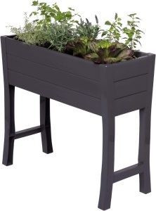 NuVue Dark Gray Elevated Garden Box, Polymer with Woodgrain Texture, 36" L x 15" W x 32" H 