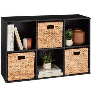 6-Cube Bookshelf, 11in Storage Display w/ Removable Panels, Customizable 