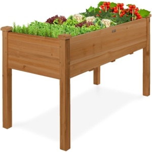 Raised Garden Bed, Elevated Wooden Planter Box w/ Foot Caps - 48x24x30in 