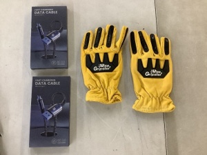 Gripster Goatskin Leather Gloves & (2) Fast Charging Data Cable Type-C 