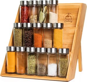 Pinnacle Cookery Bamboo Spice Rack for Countertop