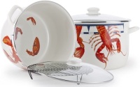 Golden Rabbit Enamelware 18 Quart Lobster Pattern Stock Pot - NEW