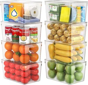 8 Pack Clear Storage Bins with Lids