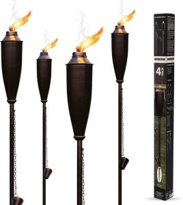 Deco Home Pack of 4 Metal Citronella Garden Torches