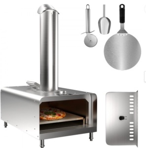 VEVOR Outdoor Pizza Oven 12", Wood Fired Ovens, Stainless Steel Portable Pizza Oven, Wood Pellet Burning Pizza Maker Ovens with Accessories for Outdoor Cooking