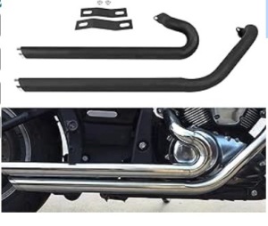 COPART Staggered Shortshots Full Exhaust Pipe with Silencer Mufflers Replacement for Kawasaki Vulcan 900 S EN900 VN900 S900 All Years