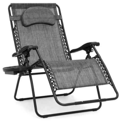 Oversized Reclining Zero Gravity Chair Lounger w/ Cup Holder, Pillow&nbsp;