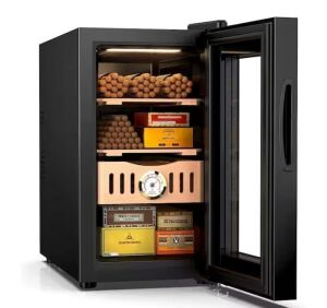 26L Thermostatic Electric 200-Counts Cigar Humidor Cabinet with Cooling Temperature Control