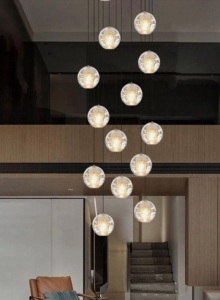 14 Lights Modern Chandelier Bubble Crystal 118" Long Living Room Entry Lighting $399.00