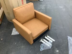 Faux Leather Arm Chair w/ Gold Legs - Unknown if Hardware Complete