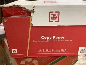 TRU RED 8.5" x 11" Copy Paper, 20 lbs., 92 Brightness, 5000 Sheets