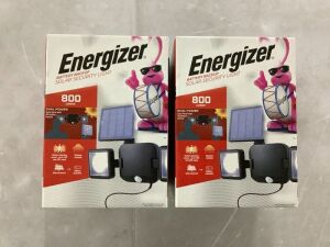 Lot of (2) Energizer Solar-Powered Outdoor Security Light w/ Battery Backup 800 Lumens