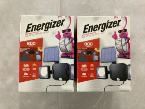 Lot of (2)&nbsp;Energizer Solar-Powered Outdoor Security Light w/ Battery Backup 800 Lumens