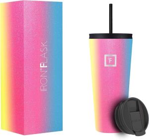 Lot of (3) IRON °FLASK Classic Tumbler 32oz, Rainbow & (3) IRON °FLASK Rover Tumbler 32oz, Pearl