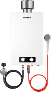 CAMPLUX Tankless Water Heater, 4.22 GPM Propane Water Heater with 4.33'' S/S Rain Cap