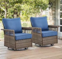 StLouis&nbsp;Wicker Patio&nbsp;Swivel Chair, Set of 2 - Missing Seat Cushions&nbsp;