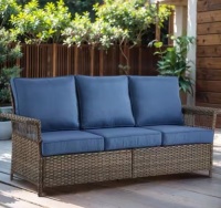 Seagull Series 3-Seat Wicker Outdoor Patio Sofa with Deep Seating and CushionGuard