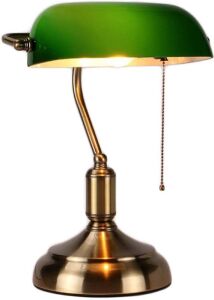 Traditional Green Glass Bankers Desk Lamp