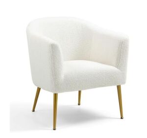 Ayami Boucle Fabric with Gold Legs Accent Chair in White 