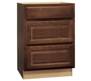 Hampton Bay Hampton 24 in. W x 24 in. D x 34.5 in. H Assembled Drawer Base Kitchen Cabinet in Cognac with Ball-Bearing Glides