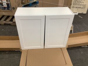 Hampton Bay Cambridge White Shaker Assembled All Plywood Wall Cabinet with 2 Soft Close Doors (36 in. W x 12.5 in. D x 30 in. H) - Needs Adjusted