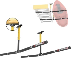 GanFindX Adjustable Kayak Ceiling Storage Rack | Heavy-Duty 200 LBS | Ladder Ceiling Rack System, Garage Mount Hanger for Ladder, Paddle Board, SUP, Snowboard 2 Pack