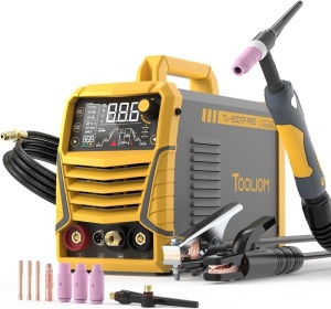 TOOLIOM TIG Welder with Pulse Multifunctional TIG Welding Machine DC TIG/Spot TIG/Pulse TIG/Stick 110&220V Dual Voltage with Large Digital Display