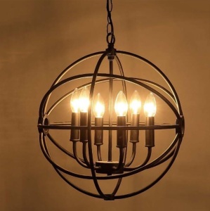 Creative American Village Iron 6 Head Round Artimeter Chandelier