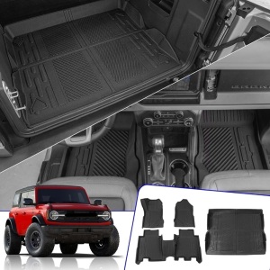 Rongtaod Floor Mats Compatible with 2021-2024 Ford Bronco 4 Door Floor Mats Trunk Mat Cargo Mat Cargo Liner Trunk Liner 2023 Bronco Accessories (Trunk Mat+Floor Mats)