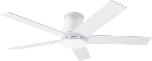 wurzee 52 inch Ceiling Fan with Light, White Flush Mount Ceiling Fan 6 Speeds DC Reversible Motor, Timing, Dimmable Ceiling Fan for Memory Function and Dimmable for Bedroom Kitchen Patios