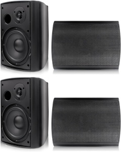 Herdio 6.5 inch 800W Outdoor Bluetooth Speakers Waterproof Wall Mounted Sound System with Multifunctional Amplifier, Powerful Bass & Stereo Sound, Easy to Install, for Patio Deck Porch (2 Pairs Black)