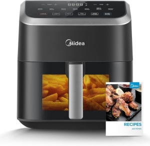 Midea Air Fryer 5.5 Quart with See-Thru Window, Heatexpress Rapid Air Technology, and 9 Preset Menus for Quick and Easy Meals