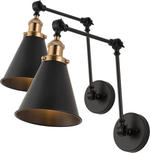 JONATHAN Y JYL7462A-SET2 Rover 7" Farmhouse Industrial Adjustable Arm Metal LED Wall Sconce Rustic Bohemian 2700K 4W Bulb for Entryway Lobby Kitchen Bathroom Bedroom Hallway, Black (Set of 2)