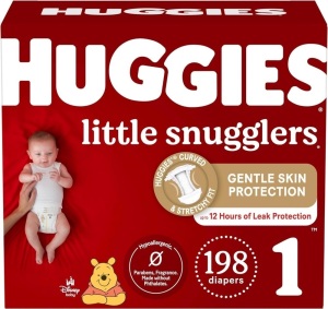 Huggies Size 1 Diapers, Little Snugglers Diapers, Size 1 (8-14 lbs), 198 Ct (6 packs of 33)