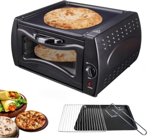 Electric Pizza Oven Tandoor Oven, Electric Stove with Oven 15 Liter Pizza Oven, Adjustable Browning Control with Bake Tray, Bake Rack Tray Handle, Indian Tandoor Oven for Home, 2100W Toaster Oven