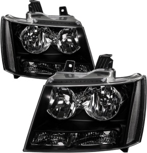 Black Housing Headlight Assembly Compatible with 2007-2014 Chevy Avalanche Suburban Tahoe,Clear Driver and Passenger Side Lamps